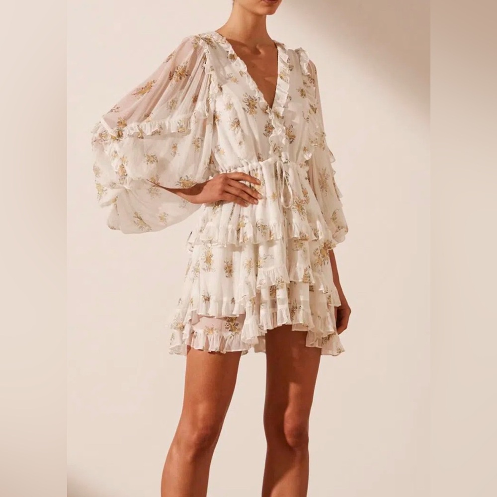 SHONA JOY Long Sleeve White Floral Dress size 4